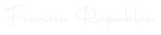 Finesse Republic logo in white cursive text on a white background